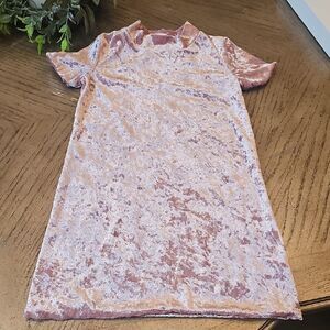 Aqua Shimmering Pink Crushed Velvet Dress Size S